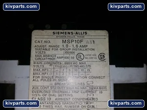 Siemens-allis MSP10F A11 Motor Starter – actual item, photo 2 of 4
