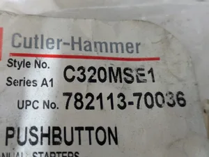 Cutler-Hammer C320MSE1 Pushbutton A302 Manual Starter