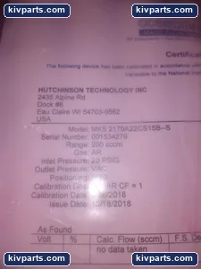 MKS 2179A22CS15B-S – actual item, photo 4 of 5