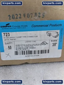 COPPER CROUSE HIND 723 45 DEGREE ANGLE CLAMP TYPE CONNECTOR 3/8"(BOX OF 5) – actual item, photo 2 of 7