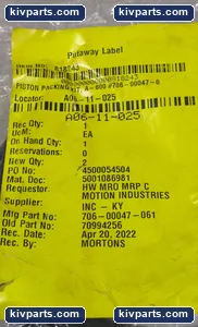 Hanna 706-00047-061 Piston Packing Seal – actual item, photo 2 of 6