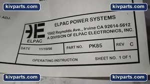ELPAC POWER SYSTEM PK85 REV C – actual item, photo 4 of 5
