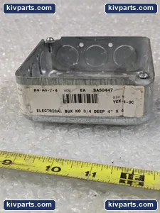 Steel Electrical Junction Box 4 x 4 Inch Square with 3/4 Inch Knockouts Deep – actual item, photo 2 of 3