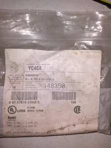 Burndy YC4C4 Crimpit 6-4 to 4 CU FIG LUG