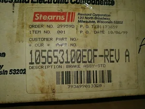 Stearns 105653100EQF Brake Assembly Standard Motor