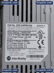 Allen-Bradley 22D-D4PON104 AC Drive – actual item, photo 4 of 7