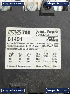 Mars 61491 780 Definite Purpose Contactor – actual item, photo 2 of 10