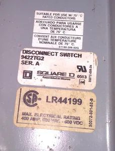 Square D 9422TG2 Disconnect Switch