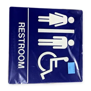 Plastic Accessible Restroom Sign - Unisex "Restroom", Blue