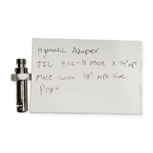 HYDRAULIC ADAPTER JIC 9/16-18 MALE X 1/4"NPT MALE WITH 1/8" NPT SIZE PORT – actual item, photo 1 of 10