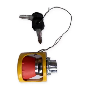 Emergency Stop Push Button Switch Key Release Red Mushroom 22mm Yellow Guard
