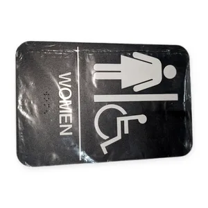 SUWHAD BLACK RESTROOM SIGN FOR WOMEN Restroom Sign ADA Braille 6" X 9"