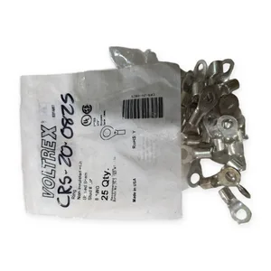 25 Pcs Non-Insulated Ring Terminal 8 AWG 1/4 Stud Bare Copper Lug Connector