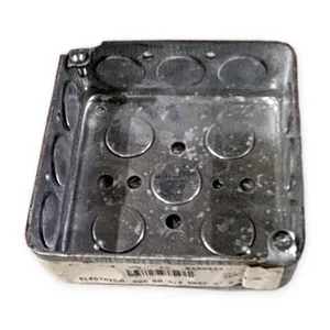Steel Electrical Junction Box 4 x 4 Inch Square with 3/4 Inch Knockouts Deep