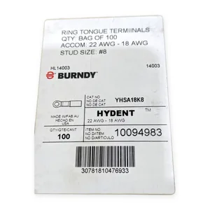 Burndy YHSA18K8 Hydent Uninsulated Ring Terminal