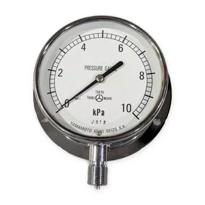 Yamamoto Keiki Panel Mount Pressure Gauge 0-10 kPa Chrome Bottom Thread Flange – actual item, photo 1 of 6
