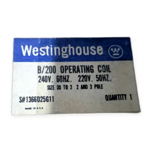 Westinghouse 1366D25G11 B/200 Operating Motor Starter