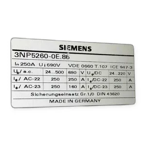 Siemens 3NP5260 Fuse Switch