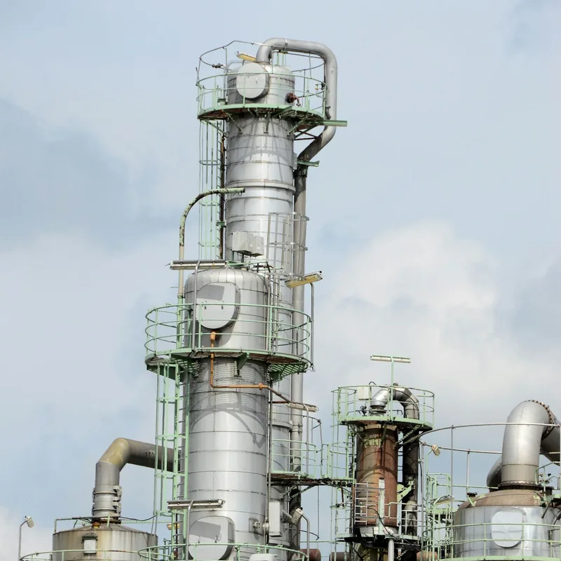 Distillation column with ladders and platforms