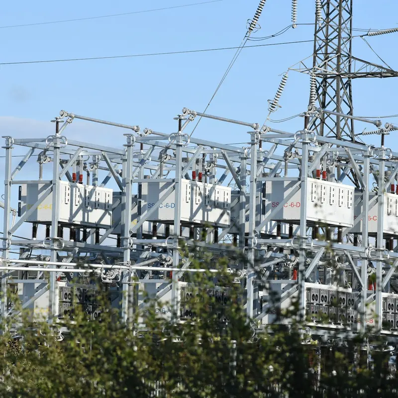 Outdoor substation equipment on steel structures
