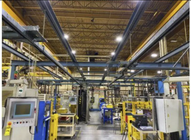 Automated production line inside a plant