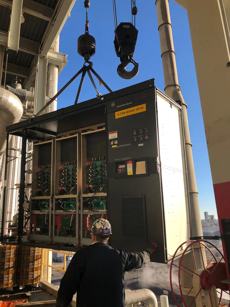 Drive cabinets opened up for removal